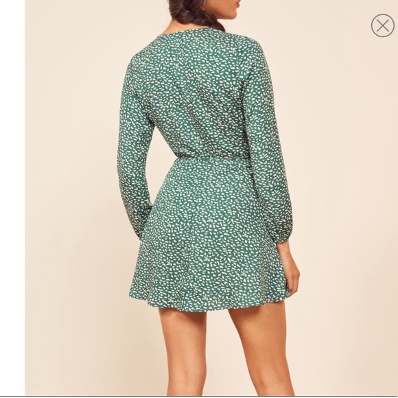 New Reformation Fuscia Green Wrap Dress - Picture 4 of 6